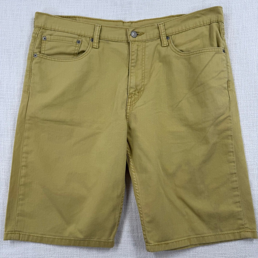 Levis 508 Regular Taper Fit Shorts Mens 36 Mustard Yellow Twill Cotton Blend